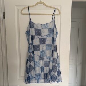 Urban Outfitters Blue Patchwork Mini Dress